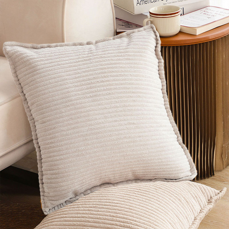 Soga 2X 45Cm Beige Warm Wood Tone &Amp; Wabi-Sabi Striped Corduroy Square Throw Pillow, Furniture, Living Room Furniture, Occasional Chairs, , ,  - Nz Depot 4