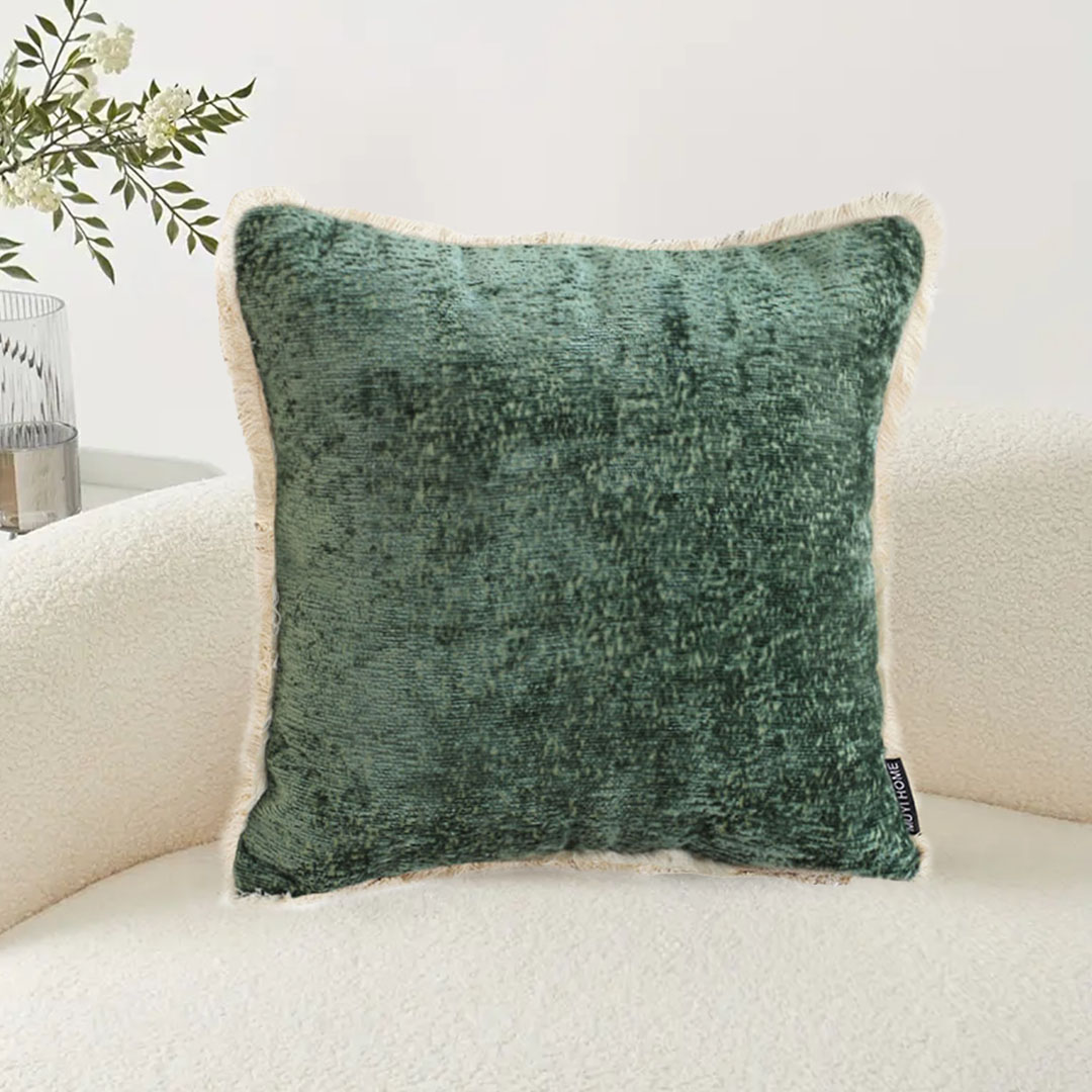 Soga 2X 45Cm Jade Green Home Aesthetic Chenille Texture Tassel Square Throw Pillow, Furniture, Living Room Furniture, Occasional Chairs, , ,  - Nz Depot 3