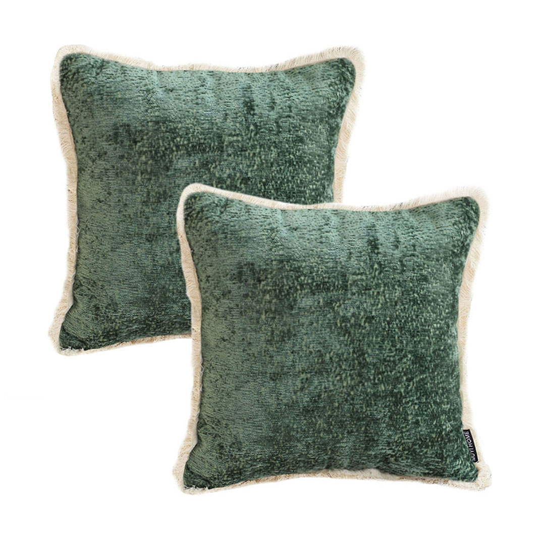 Soga 2X 45Cm Jade Green Home Aesthetic Chenille Texture Tassel Square Throw Pillow, Furniture, Living Room Furniture, Occasional Chairs, , ,  - Nz Depot 1