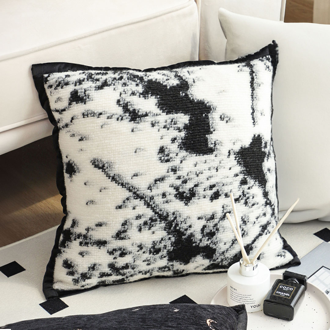 Soga 2X 45Cm Light Vintage Leopard Print Black &Amp; White Ink Splatter Wide-Edge Squarethrow Pillow, Furniture, Living Room Furniture, Occasional Chairs, , ,  - Nz Depot 2