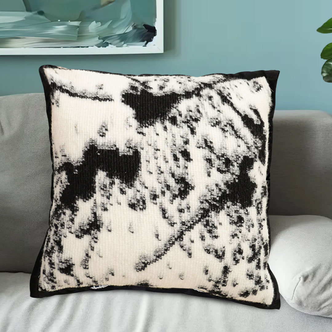 Soga 2X 45Cm Light Vintage Leopard Print Black &Amp; White Ink Splatter Wide-Edge Squarethrow Pillow, Furniture, Living Room Furniture, Occasional Chairs, , ,  - Nz Depot 3