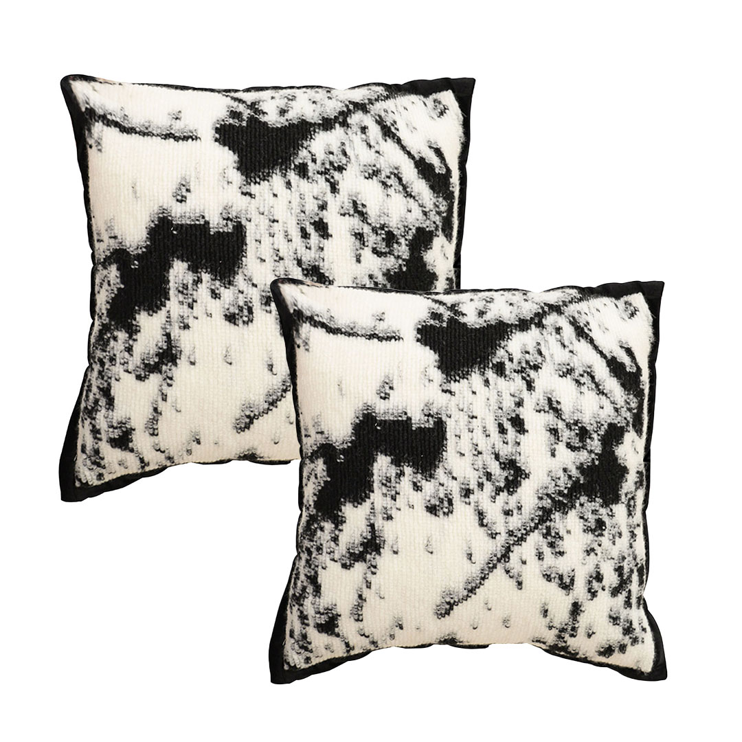 Soga 2X 45Cm Light Vintage Leopard Print Black &Amp; White Ink Splatter Wide-Edge Squarethrow Pillow, Furniture, Living Room Furniture, Occasional Chairs, , ,  - Nz Depot 1