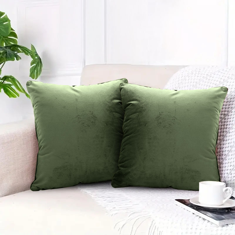 Soga 2X 45Cm Subtle Army Green Foliage Velvet Square Throw Pillow, Furniture, Living Room Furniture, Occasional Chairs, , ,  - Nz Depot 6