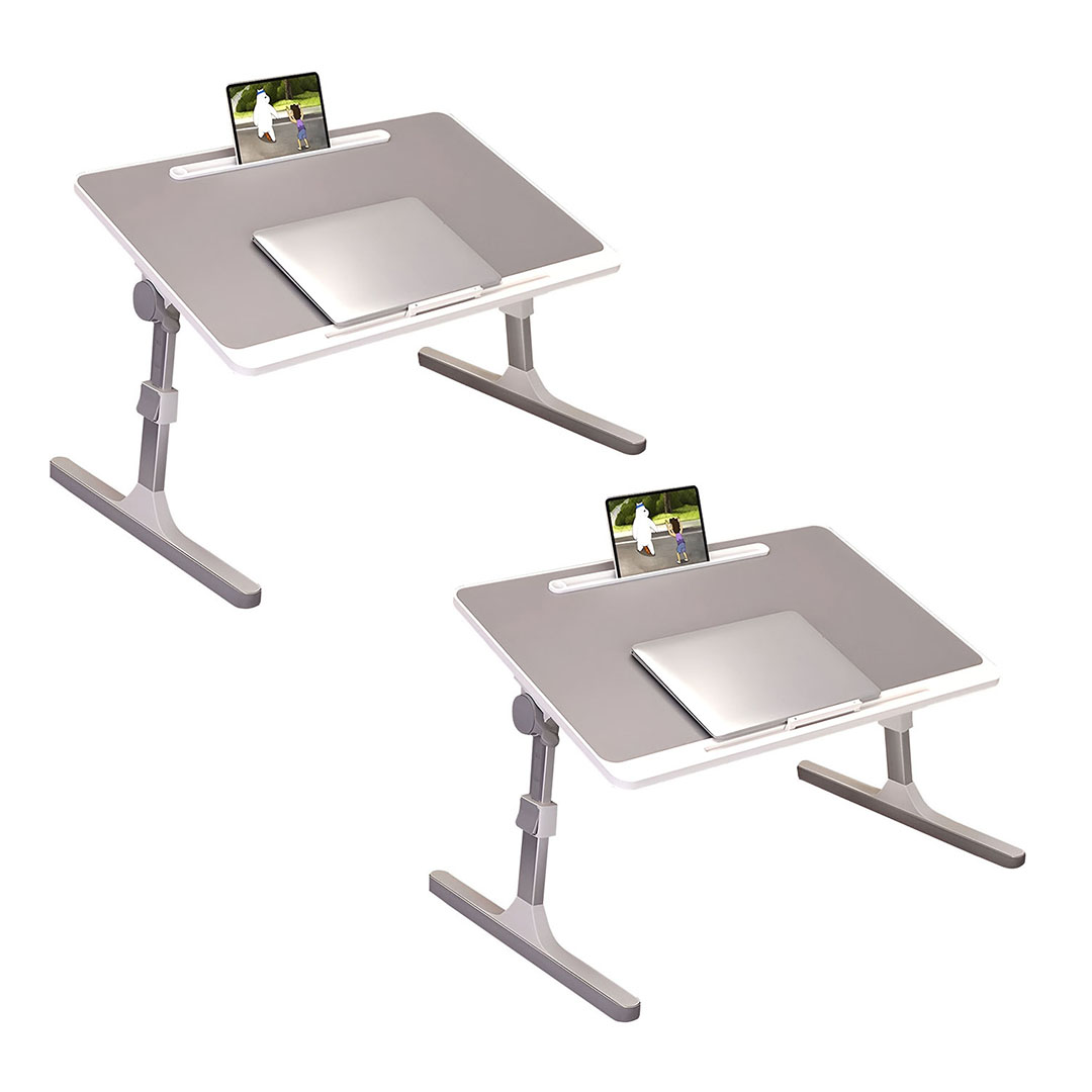 SOGA 2X 60X40cm Grey Small Laptop Bed Portable Foldable Study Table Adjustable, Desks & Computer Tables, , , , ,  - NZ DEPOT 1