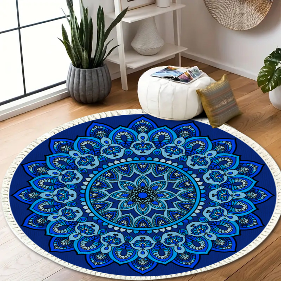 Soga 2X 90Cm Blue Mandala Round Carpet For Living Room Bedroom Anti-Slip Doormat, Home Decor, Home &Amp; Living, Home Decor, Rugs, Shaggy Rugs, ,  - Nz Depot 7