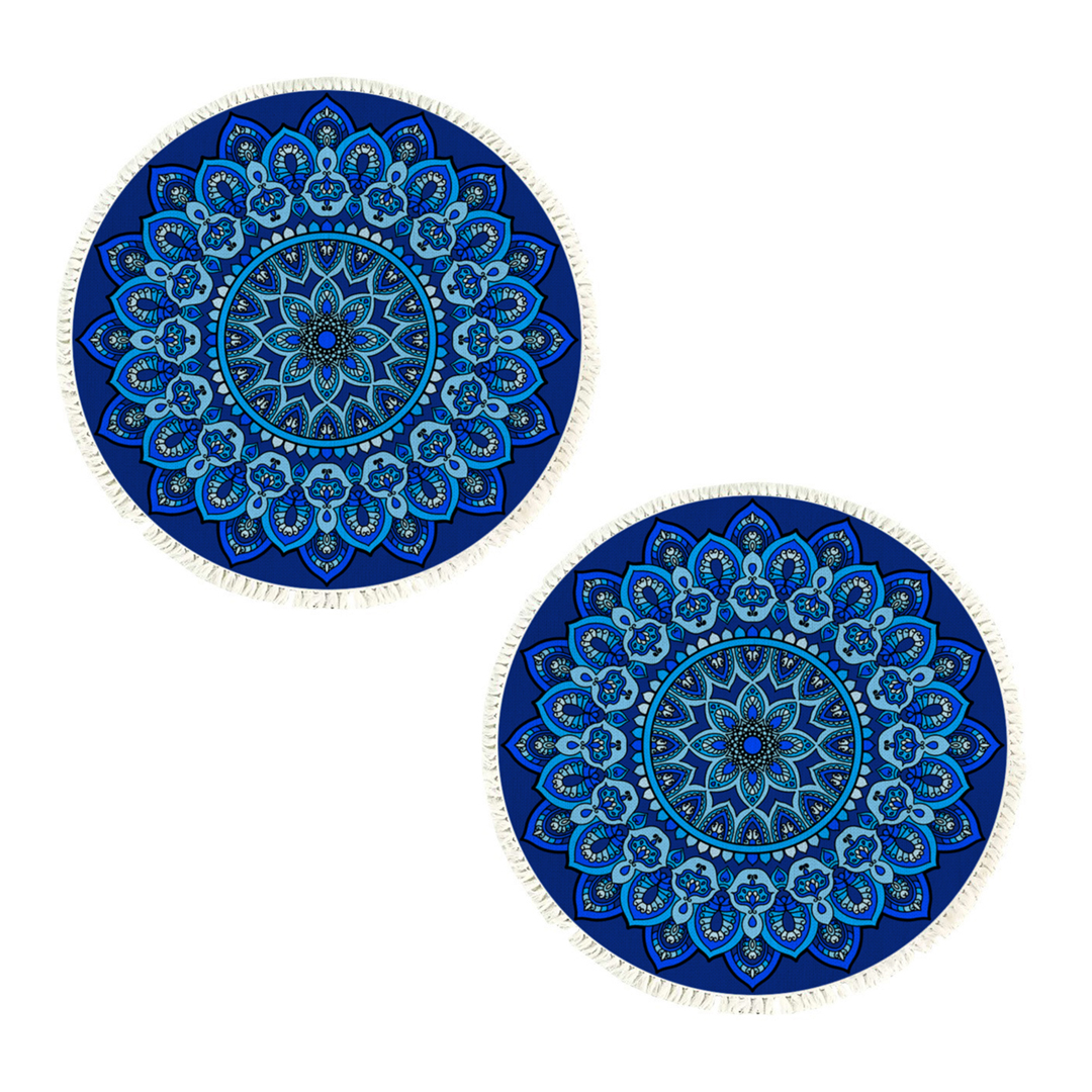 Soga 2X 90Cm Blue Mandala Round Carpet For Living Room Bedroom Anti-Slip Doormat, Home Decor, Home &Amp; Living, Home Decor, Rugs, Shaggy Rugs, ,  - Nz Depot 1