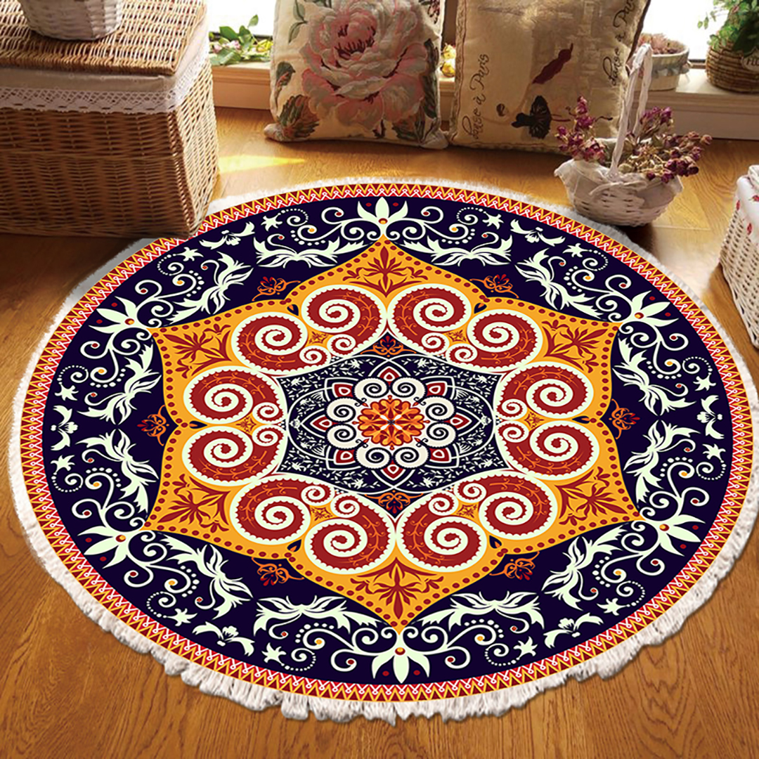 Soga 2X 90Cm Round Mandala Ethnic Style Round Carpet, Anti-Slip Doormat, Home Decor, Home &Amp; Living, Home Decor, Rugs, Shaggy Rugs, ,  - Nz Depot 3