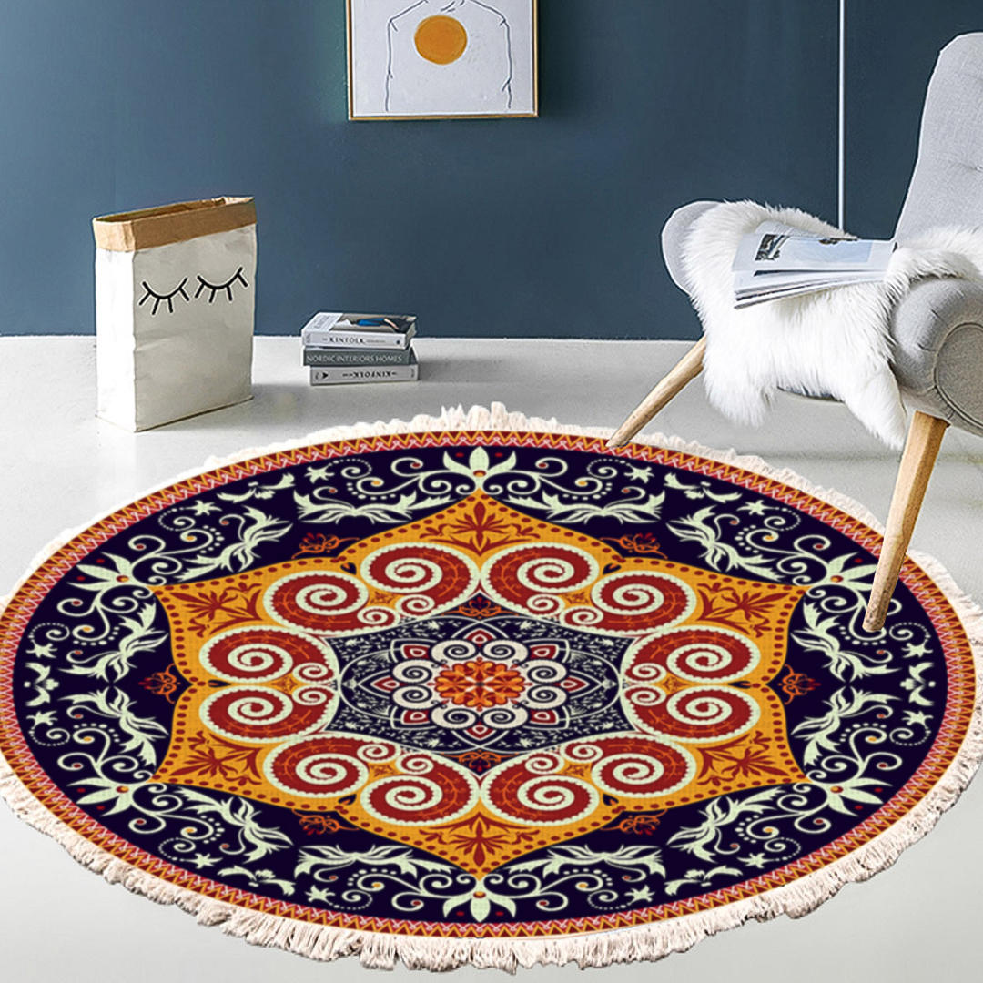 Soga 2X 90Cm Round Mandala Ethnic Style Round Carpet, Anti-Slip Doormat, Home Decor, Home &Amp; Living, Home Decor, Rugs, Shaggy Rugs, ,  - Nz Depot 4