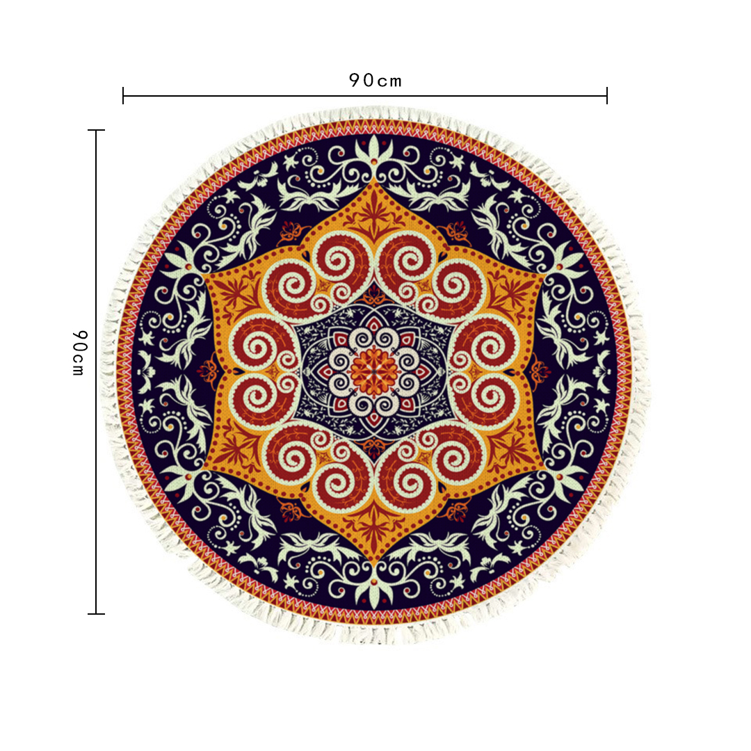 Soga 2X 90Cm Round Mandala Ethnic Style Round Carpet, Anti-Slip Doormat, Home Decor, Home &Amp; Living, Home Decor, Rugs, Shaggy Rugs, ,  - Nz Depot 6