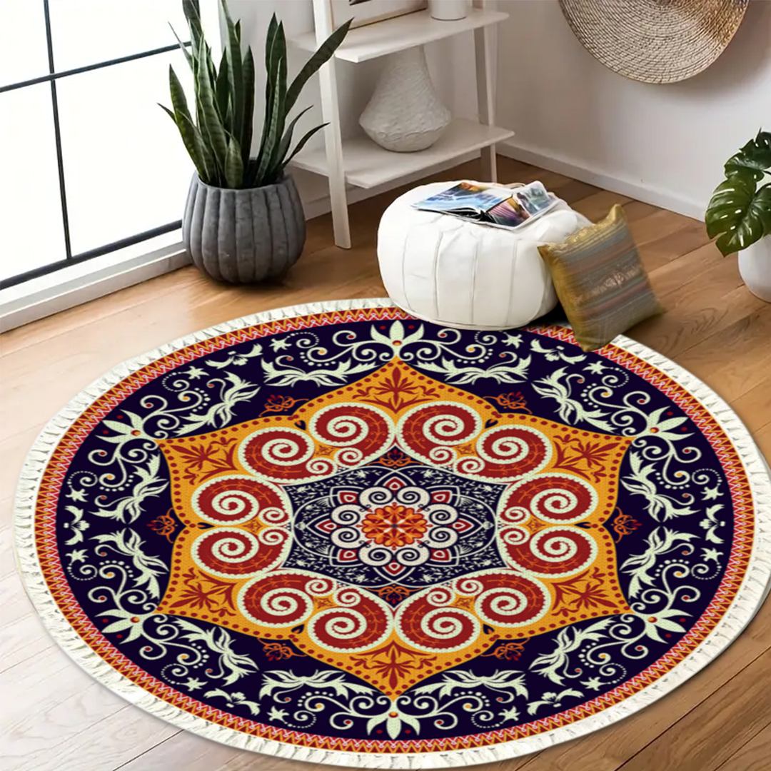 Soga 2X 90Cm Round Mandala Ethnic Style Round Carpet, Anti-Slip Doormat, Home Decor, Home &Amp; Living, Home Decor, Rugs, Shaggy Rugs, ,  - Nz Depot 7