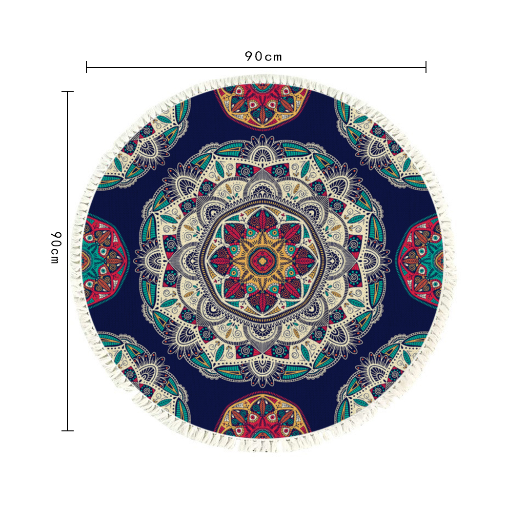 SOGA 2X 90cm Round Rug Bohemian Circle Area Rug with Bohemian Geometric Pattern, Anti-slip Doormat, Home Decor, Home & Living, Home Decor, Rugs, Shaggy Rugs, ,  - NZ DEPOT 6