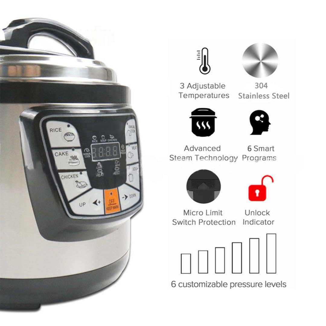 Soga 2X Stainless Steel Electric Pressure Cooker 10L Nonstick 1600W, Electronics &Amp; Appliances, Appliances, Small Kitchen Appliances, Benchtop Cooking, Slow Cookers &Amp; Pressure Cookers,  - Nz Depot 3