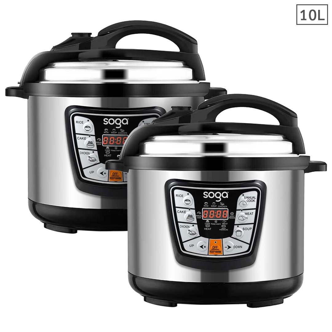 Soga 2X Stainless Steel Electric Pressure Cooker 10L Nonstick 1600W, Electronics &Amp; Appliances, Appliances, Small Kitchen Appliances, Benchtop Cooking, Slow Cookers &Amp; Pressure Cookers,  - Nz Depot 1