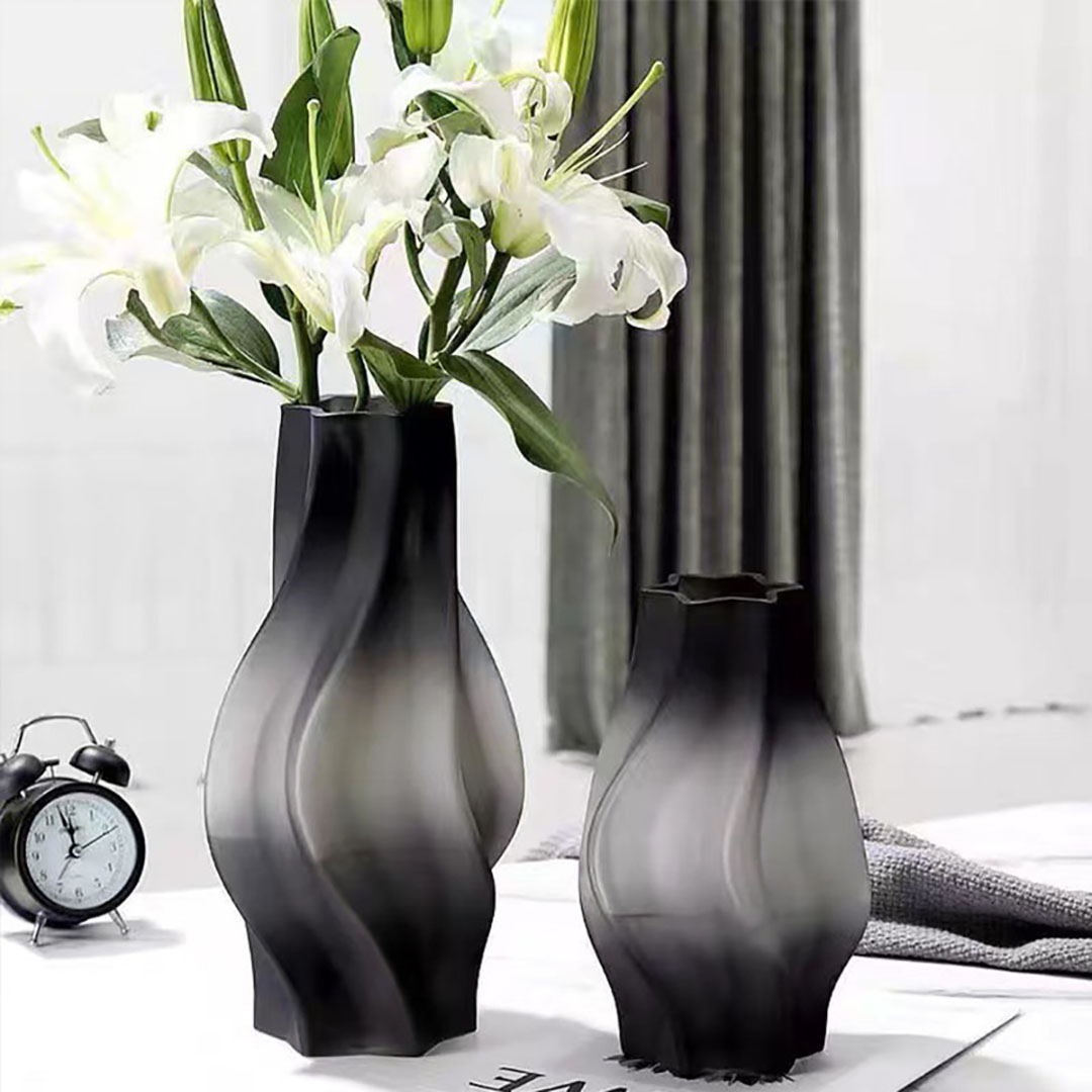 Soga 33Cm Glass Vase Grey With Beautiful Glass Bubble Texture Art Vases, Home &Amp; Living, Home Decor, Vases, , ,  - Nz Depot 4