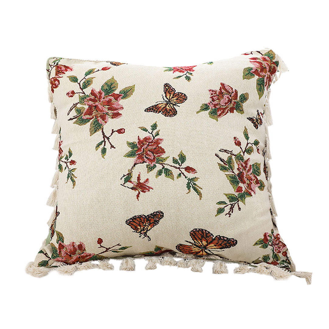 Soga 45Cm Creamy White French Vintage Butterfly Loves Flowers Tassel Throw Pillow, Furniture, Living Room Furniture, Occasional Chairs, , ,  - Nz Depot 1