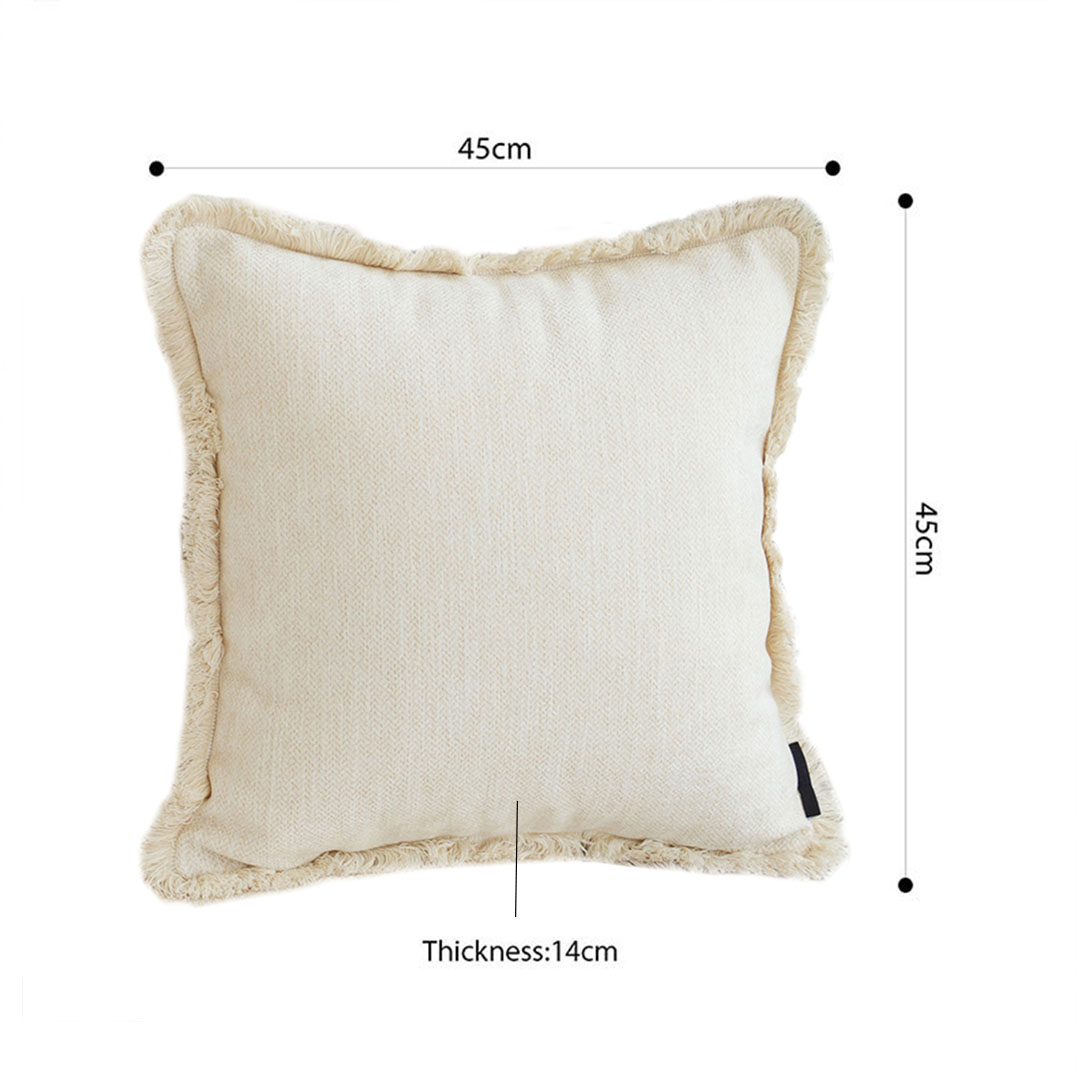 Soga 45Cm Creamy White Home Aesthetic Chenille Texture Tassel Square Throw Pillow, Furniture, Living Room Furniture, Occasional Chairs, , ,  - Nz Depot 5