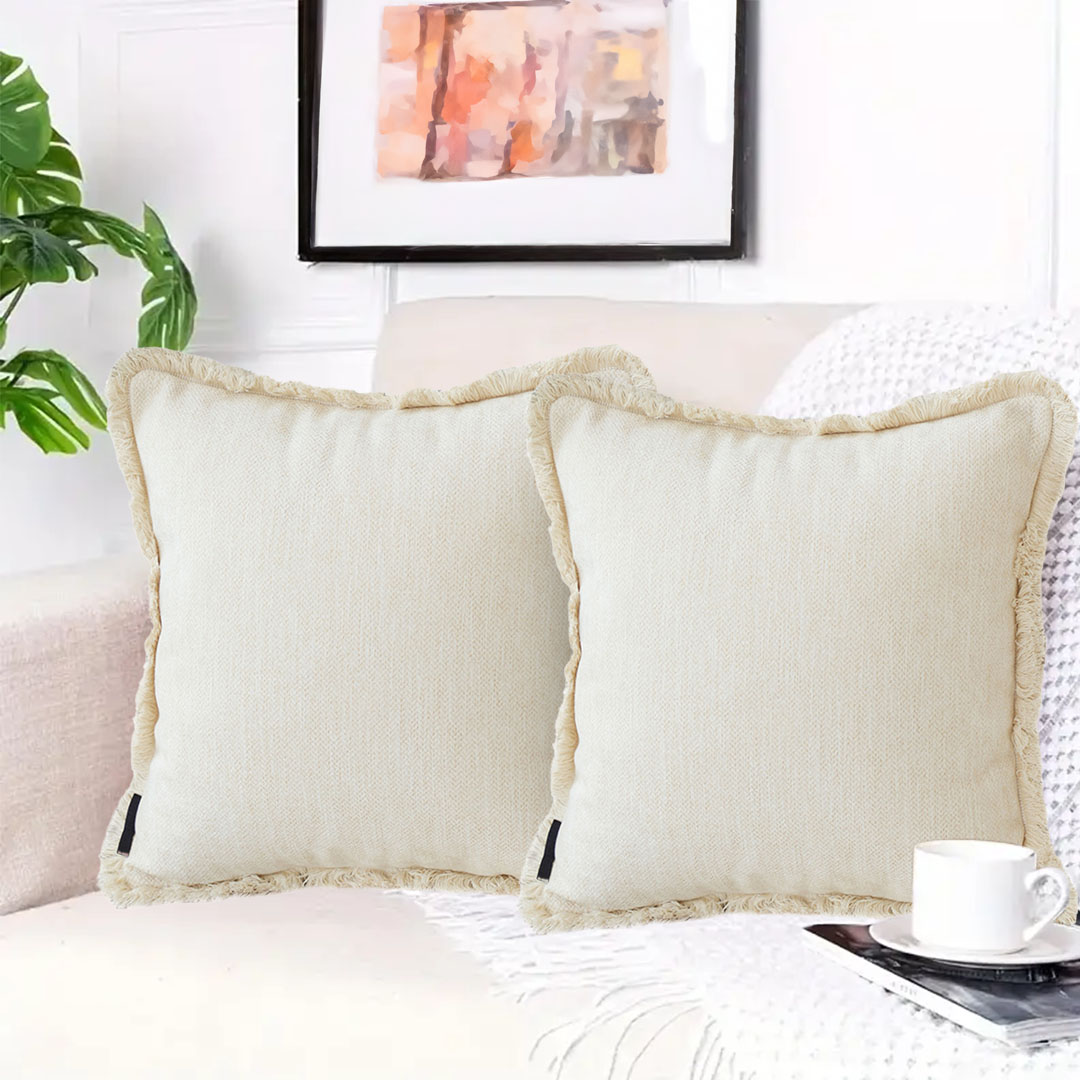 Soga 45Cm Creamy White Home Aesthetic Chenille Texture Tassel Square Throw Pillow, Furniture, Living Room Furniture, Occasional Chairs, , ,  - Nz Depot 6