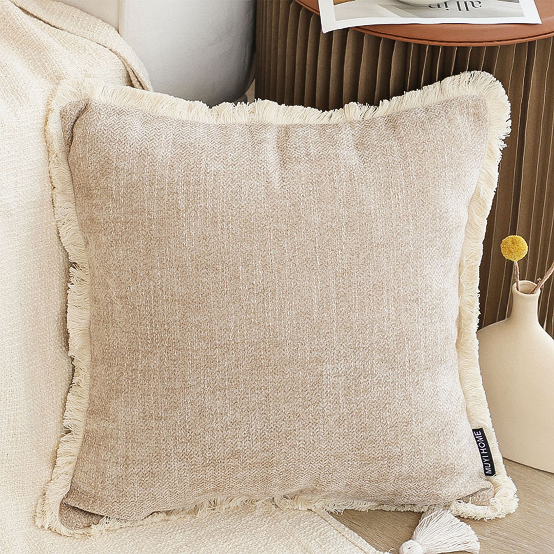 Soga 45Cm Milk Coffee Home Aesthetic Chenille Texture Tassel Square Throw Pillow, Furniture, Living Room Furniture, Occasional Chairs, , ,  - Nz Depot 2