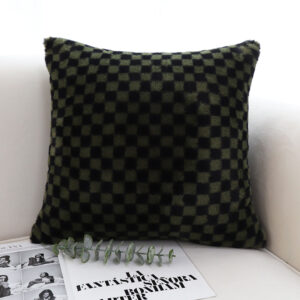 SOGA 45cm Urban Light Luxury Pillow Dark Night Green Checkered Square Throw Pillow, Furniture, Living Room Furniture, Occasional Chairs, , ,  - NZ DEPOT 2