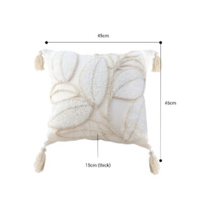 SOGA 45cm Wabi-sabi Cream Flower Cover & Beige Velvet Leaf Ring Square Throw Pillow, Furniture, Living Room Furniture, Occasional Chairs, , ,  - NZ DEPOT 2