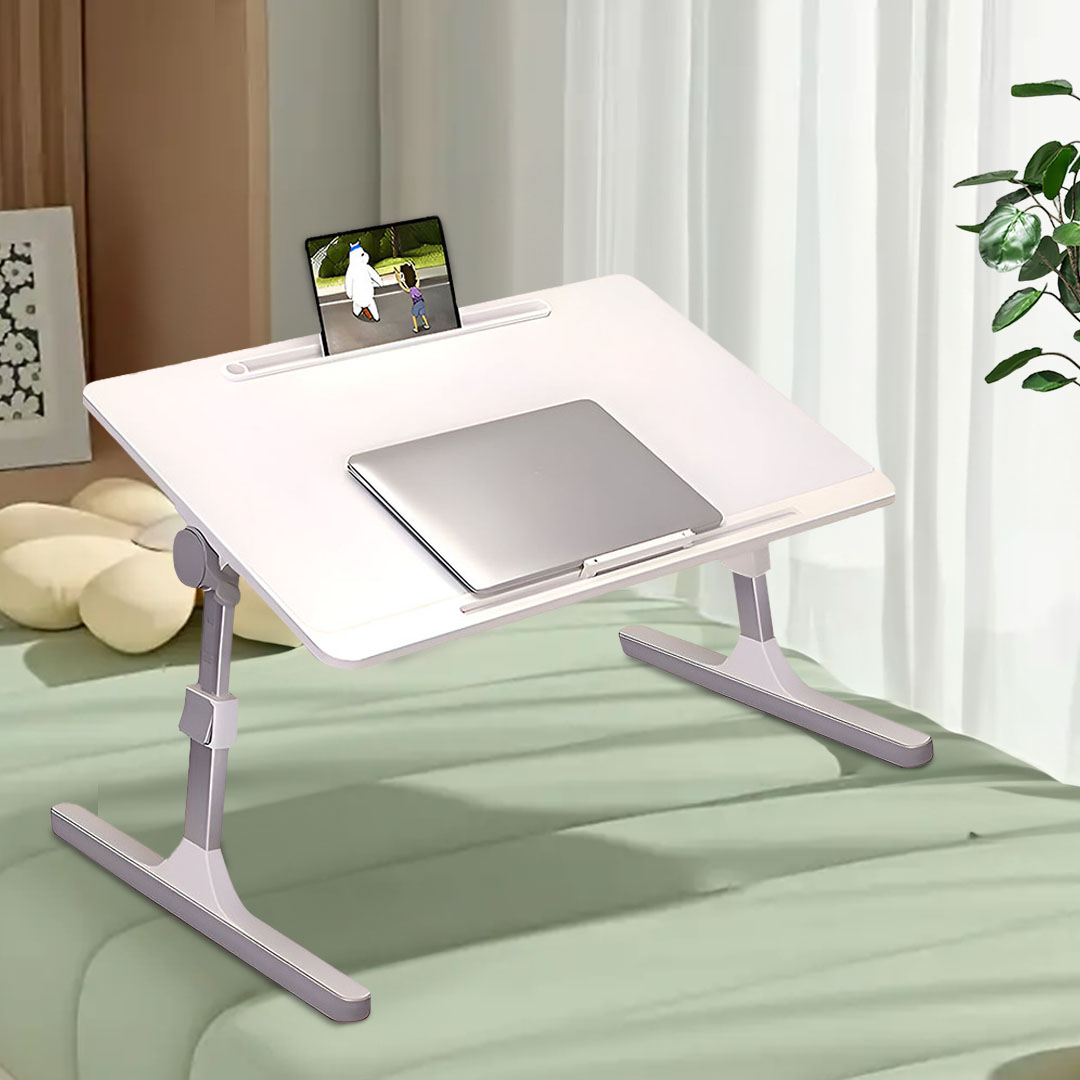 SOGA 60X40cm White Small Laptop Bed Portable Foldable Study Table Adjustable, Desks & Computer Tables, , , , ,  - NZ DEPOT 3