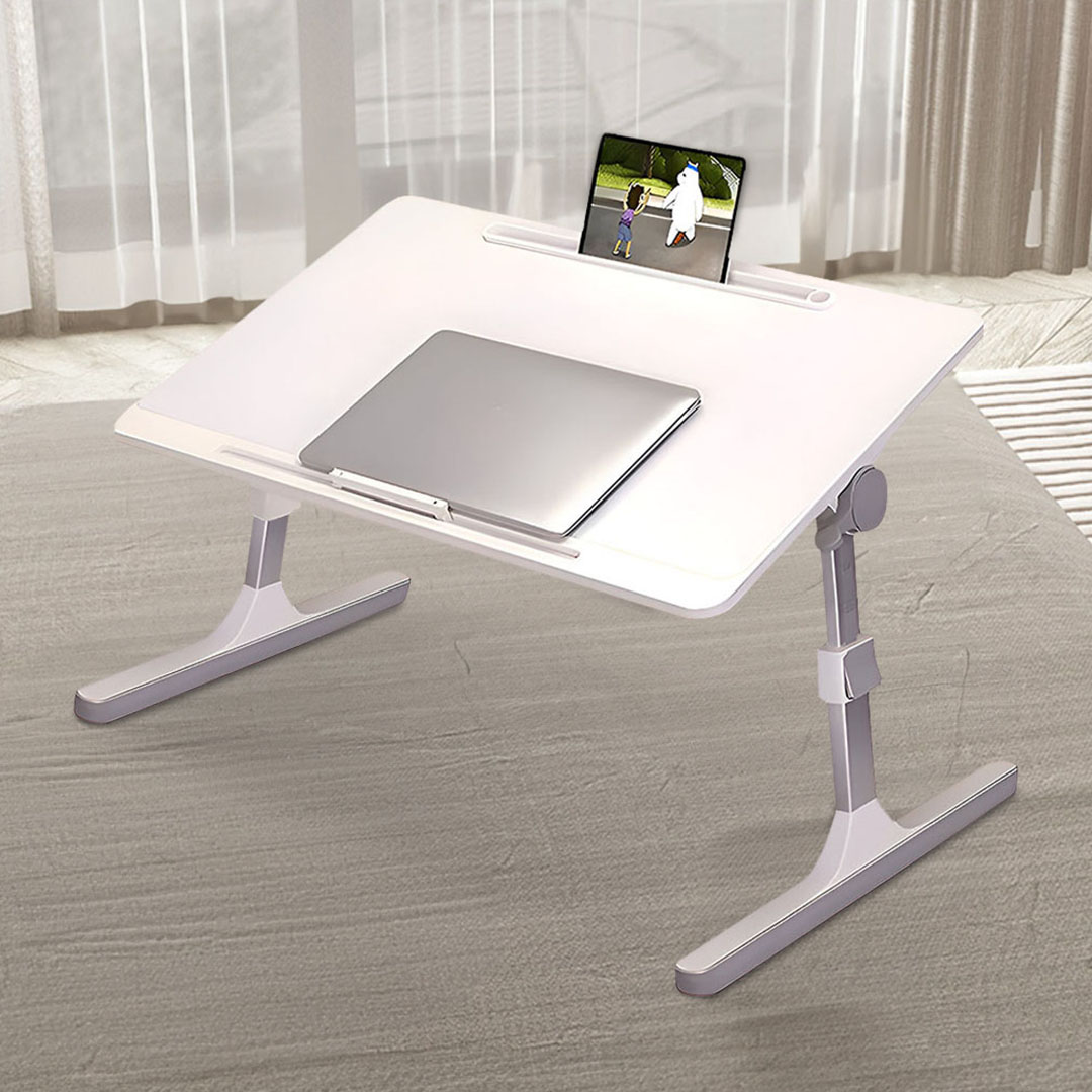 SOGA 60X40cm White Small Laptop Bed Portable Foldable Study Table Adjustable, Desks & Computer Tables, , , , ,  - NZ DEPOT 4