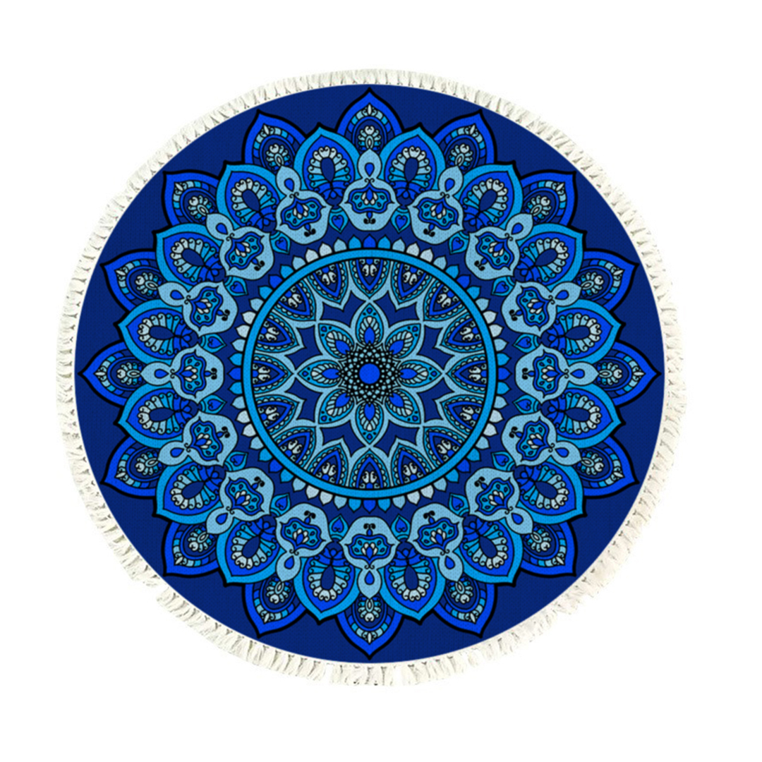 Soga 90Cm Blue Mandala Round Carpet For Living Room Bedroom Anti-Slip Doormat, Home Decor, Home &Amp; Living, Home Decor, Rugs, Shaggy Rugs, ,  - Nz Depot 1