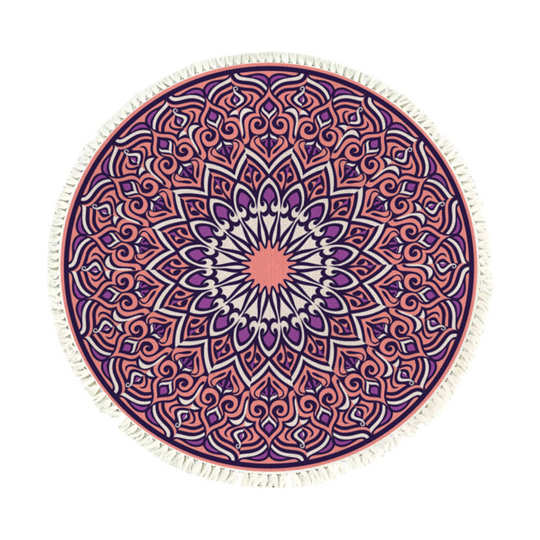 Soga 90Cm Purple Mandala Round Carpet For Living Room Bedroom Anti-Slip Doormat, Home Decor, Home &Amp; Living, Home Decor, Rugs, Shaggy Rugs, ,  - Nz Depot 1