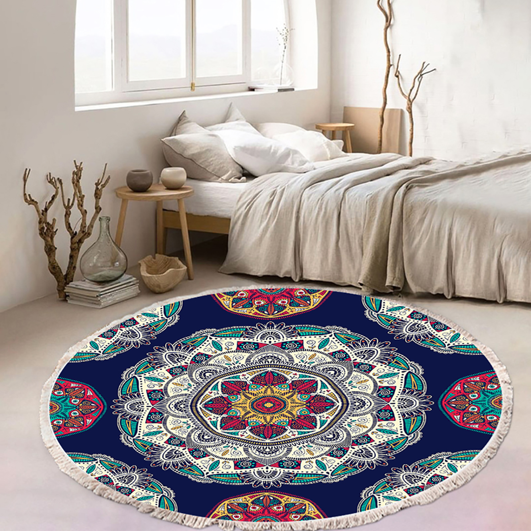 Soga 90Cm Round Rug Bohemian Circle Area Rug With Bohemian Geometric Pattern, Anti-Slip Doormat, Home Decor, Home &Amp; Living, Home Decor, Rugs, Shaggy Rugs, ,  - Nz Depot 2