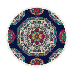 SOGA 90cm Round Rug Bohemian Circle Area Rug with Bohemian Geometric Pattern, Anti-slip Doormat, Home Decor, Home & Living, Home Decor, Rugs, Shaggy Rugs, ,  - NZ DEPOT 1