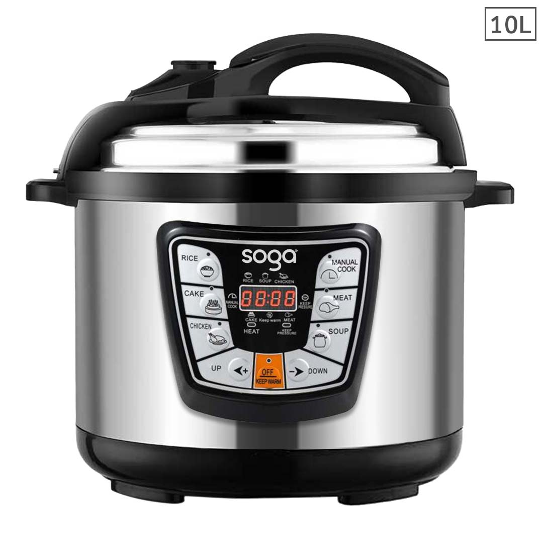 SOGA Stainless Steel Electric Pressure Cooker 10L Nonstick 1600W, Electronics & Appliances, Appliances, Small Kitchen Appliances, Benchtop Cooking, Slow Cookers & Pressure Cookers,  - NZ DEPOT 1