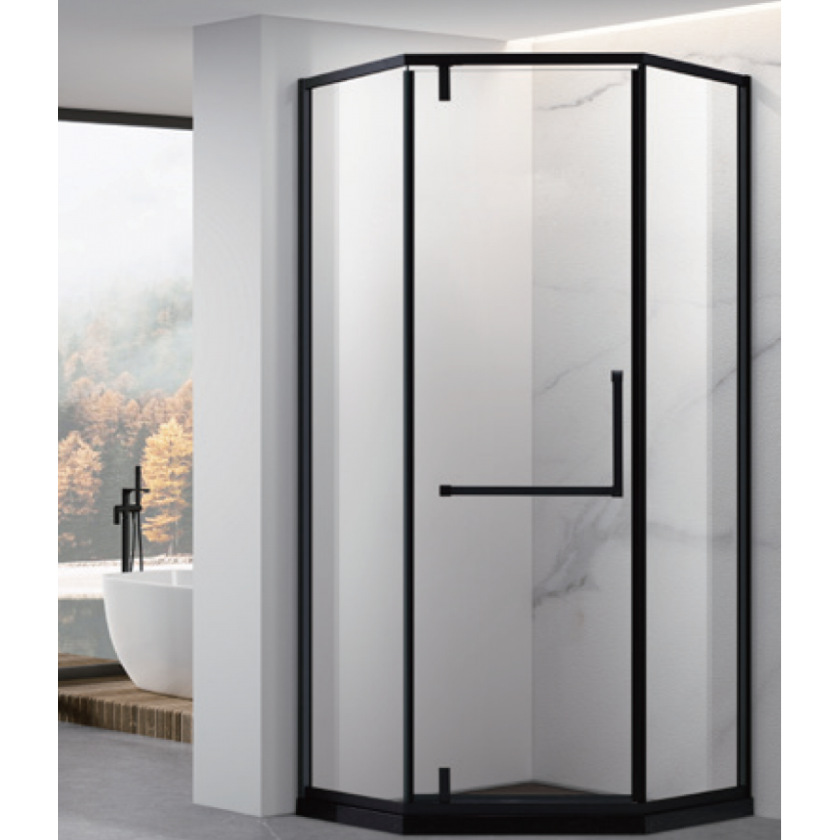 Shower Glass Bay Series 2 Sides 900X900X1900Mm Matt Black Cpa 900 Angle Shower Nz Depot 4 - Nz Depot