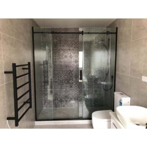 Shower Glass Rock Series Sliding Door 1150 1170X2100Mm Black Rcm1170A Black Frameless Shower Nz Depot - Nz Depot