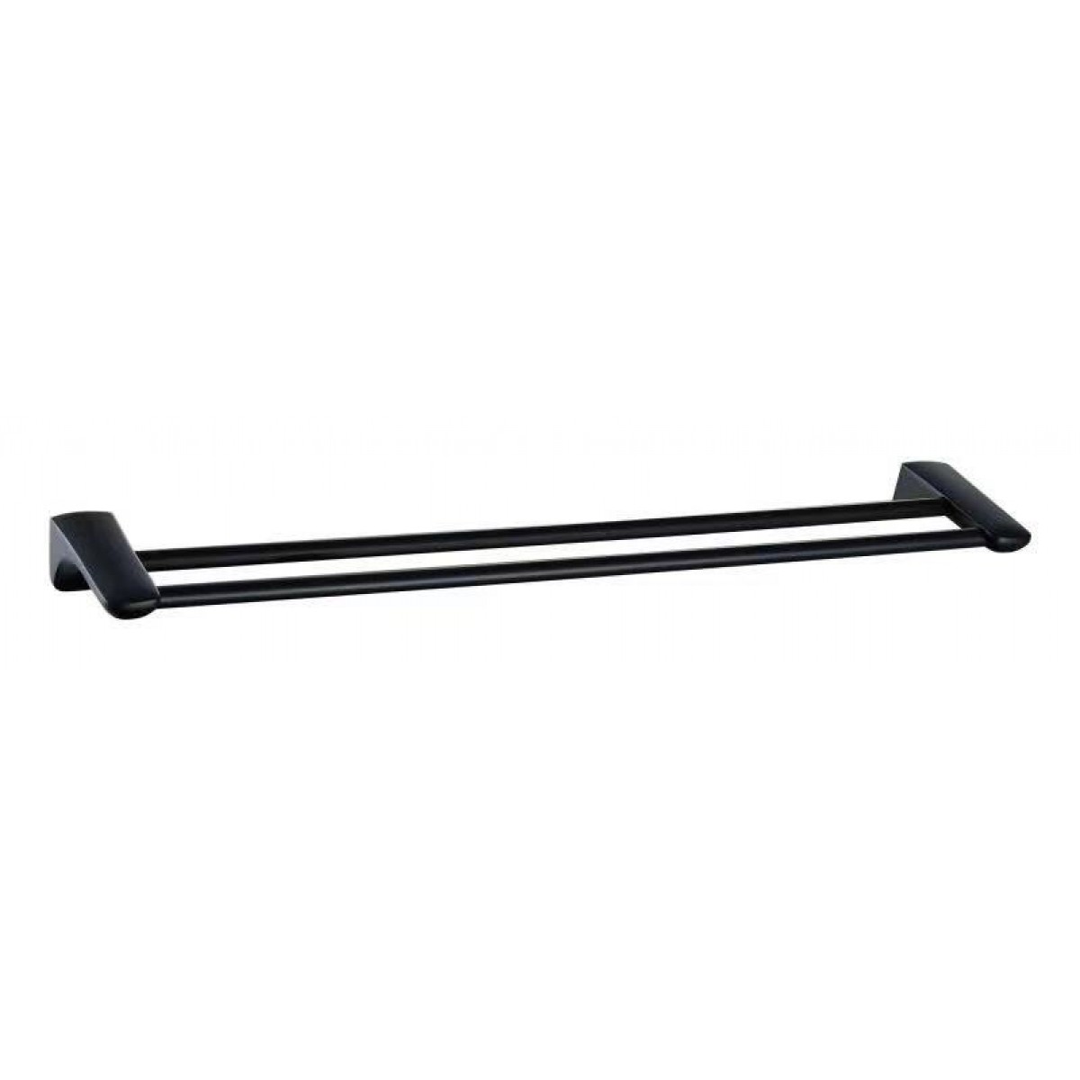 Towel Rail - Round Satin Black Series Double Bar, Bathroom Accessories - Nz Depot