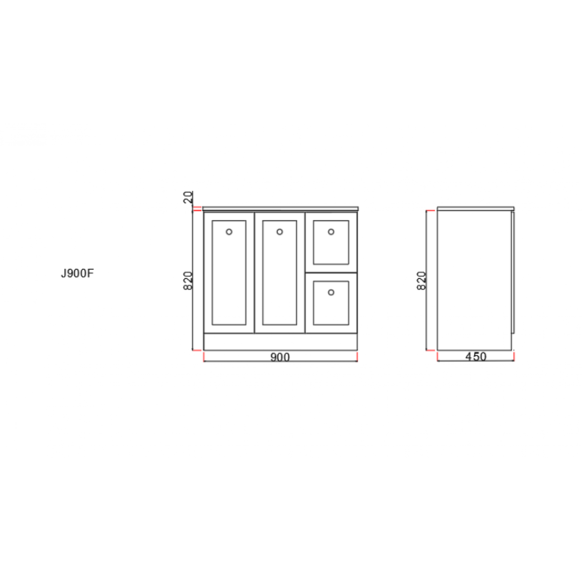 Cabinet Jess Series 900Mm White J900F Freestanding Square Basin Nz Depot 1 - Nz Depot