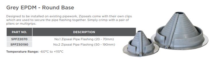 No.2 Zipseal Pipe Flashing (50Mm-190Mm) -