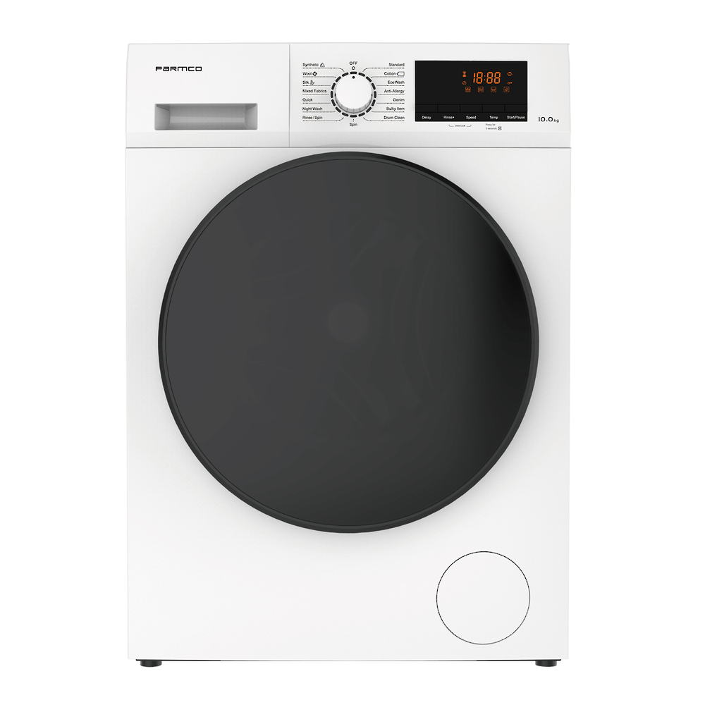 Parmco 10Kg Washing Machine, White, Front Load - Nzdepot