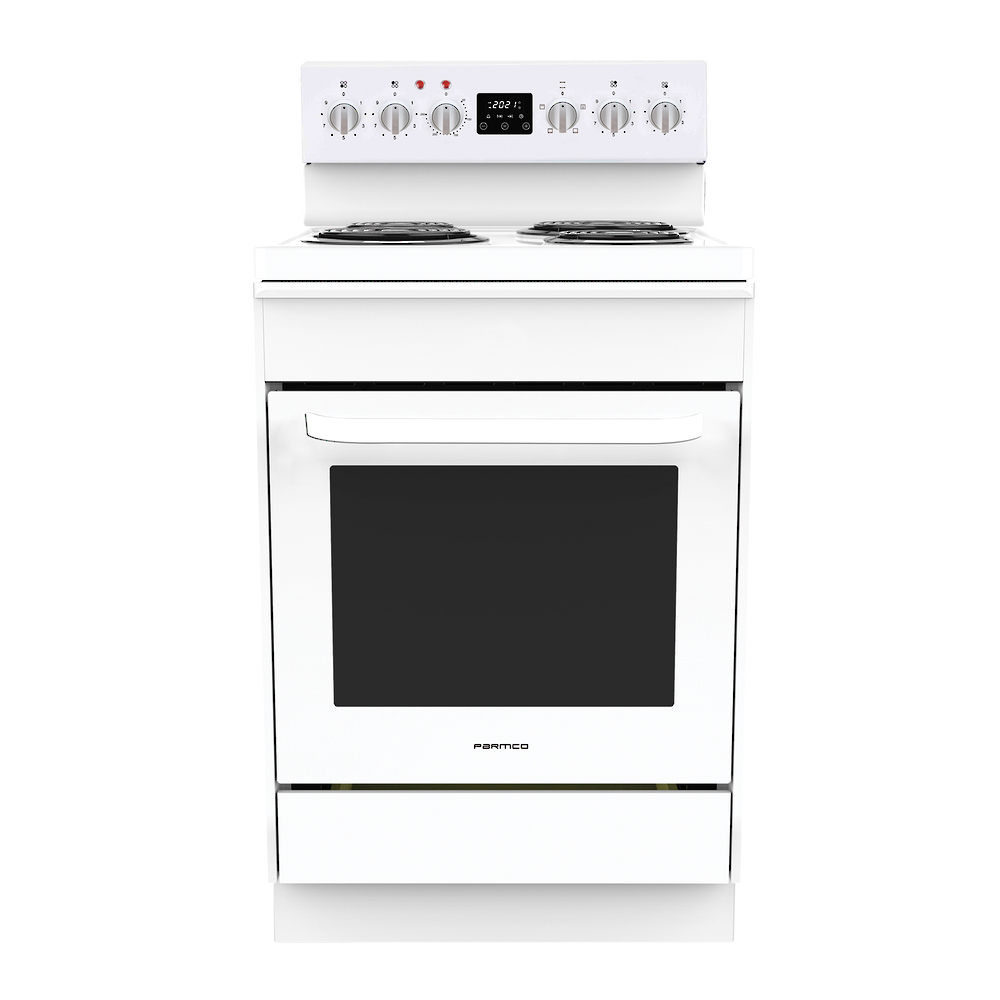 Parmco 600Mm Freestanding Stove, Radiant Coil Cooktop, 4 Function Electric Oven, White - Nzdepot