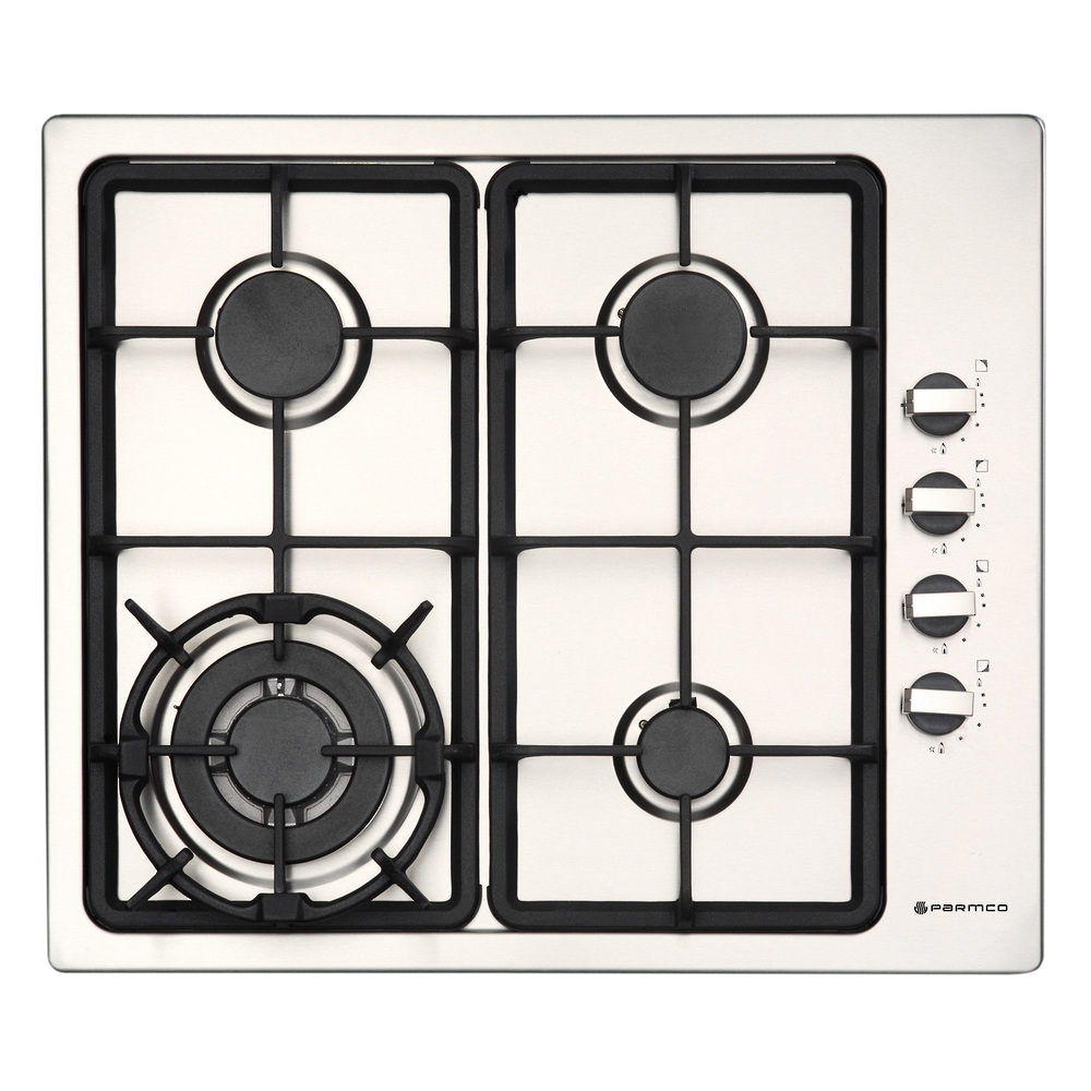 Parmco 600Mm Gas Hob, 3 Burner + Wok, Stainless Steel - Nzdepot