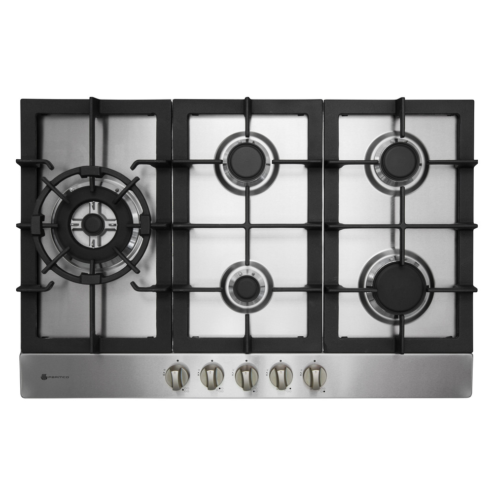 Parmco 770Mm Gas Hob, 4 Burner + Wok, Stainless Steel - Nzdepot