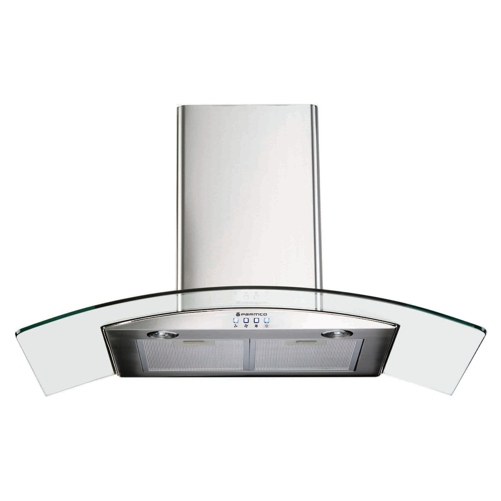 Parmco 900Mm Canopy, Curved Glass, Led - Nzdepot