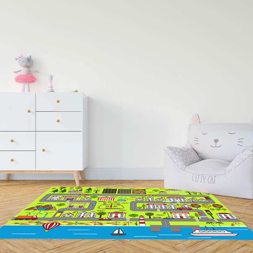 Soga 120Cm Kids Rug Street Map Play Mat, Educational Baby Theme Park Area Rugs, Home &Amp; Living, Home Decor, Rugs, Shaggy Rugs, ,  - Nz Depot 4