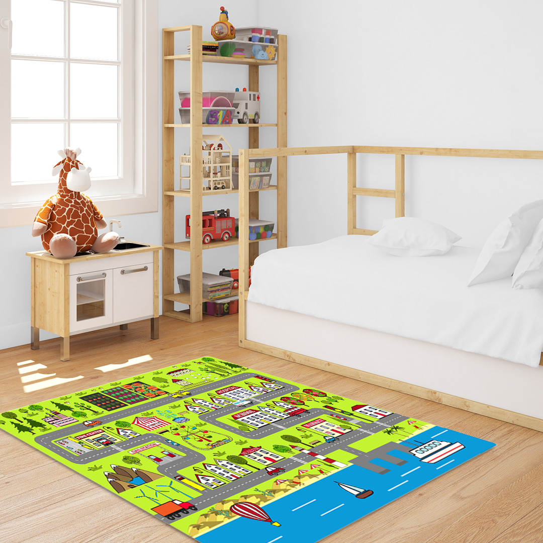 Soga 120Cm Kids Rug Street Map Play Mat, Educational Baby Theme Park Area Rugs, Home &Amp; Living, Home Decor, Rugs, Shaggy Rugs, ,  - Nz Depot 5