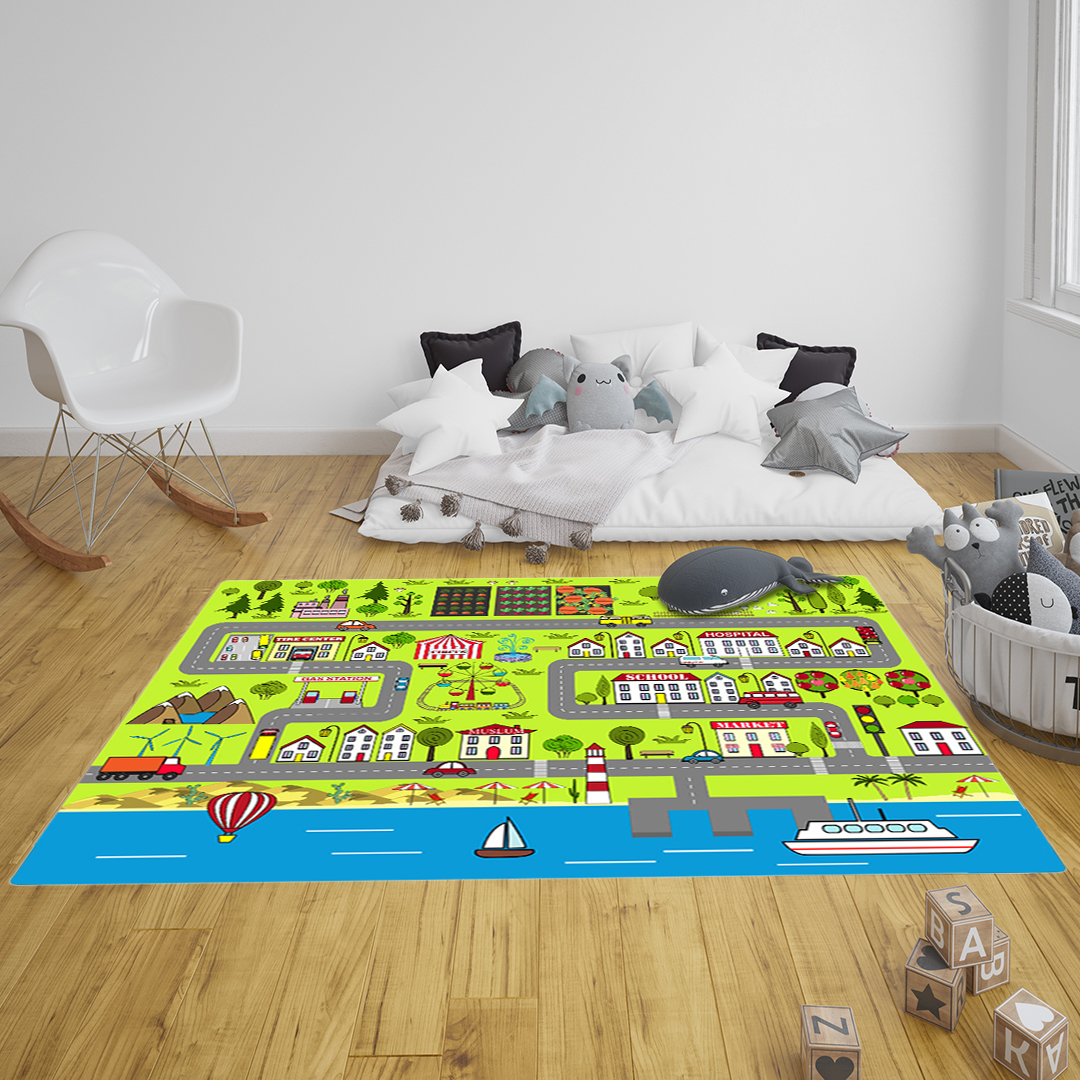 Soga 120Cm Kids Rug Street Map Play Mat, Educational Baby Theme Park Area Rugs, Home &Amp; Living, Home Decor, Rugs, Shaggy Rugs, ,  - Nz Depot 7