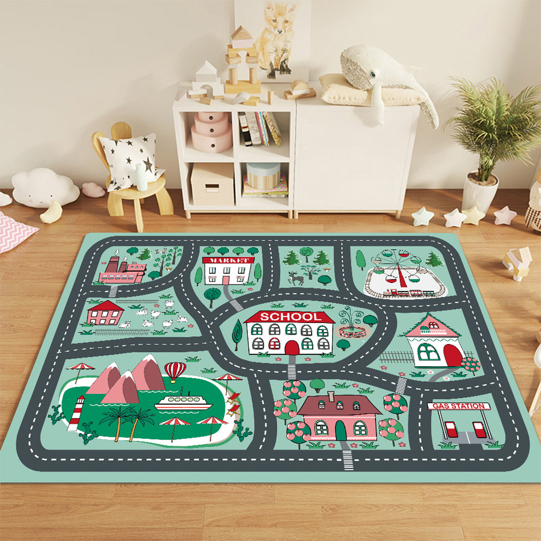 Soga 120Cm Kids Rug Street Map Play Mat, Educational Baby Theme Park Area Rugs, Home &Amp; Living, Home Decor, Rugs, Shaggy Rugs, ,  - Nz Depot 2