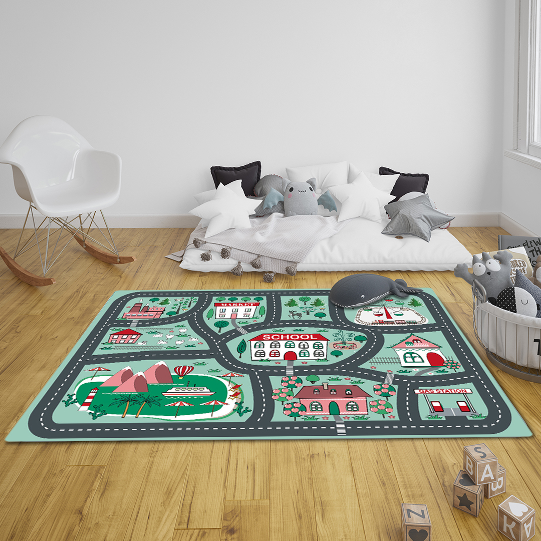 Soga 120Cm Kids Rug Street Map Play Mat, Educational Baby Theme Park Area Rugs, Home &Amp; Living, Home Decor, Rugs, Shaggy Rugs, ,  - Nz Depot 7