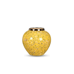 SOGA 21x22cm Yellow with White Mini Floral Small Ceramic Flower Vase Elegant Living Room Home Decor, Home & Living, Home Decor, Vases, , ,  - NZ DEPOT 1