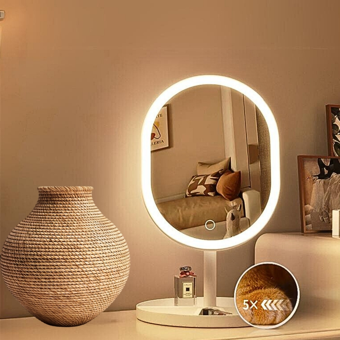 Soga 26Cm White Oval Smart Led Makeup Bedroom Table Vanity Mirror Tricolor Adjustable Light, Home, Bathroom, Bathroom Accessories, Bathroom Storage, ,  - Nz Depot 3