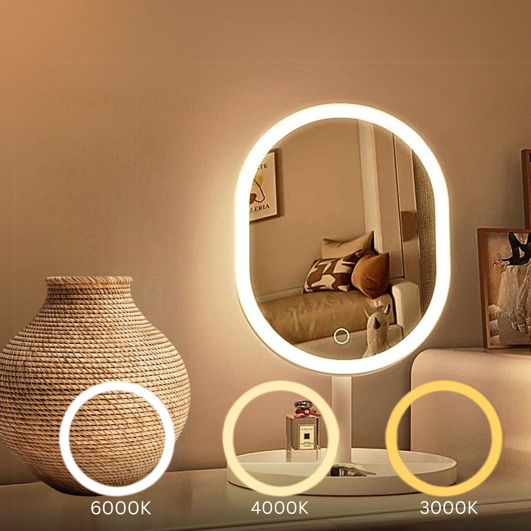 Soga 26Cm White Oval Smart Led Makeup Bedroom Table Vanity Mirror Tricolor Adjustable Light, Home, Bathroom, Bathroom Accessories, Bathroom Storage, ,  - Nz Depot 4