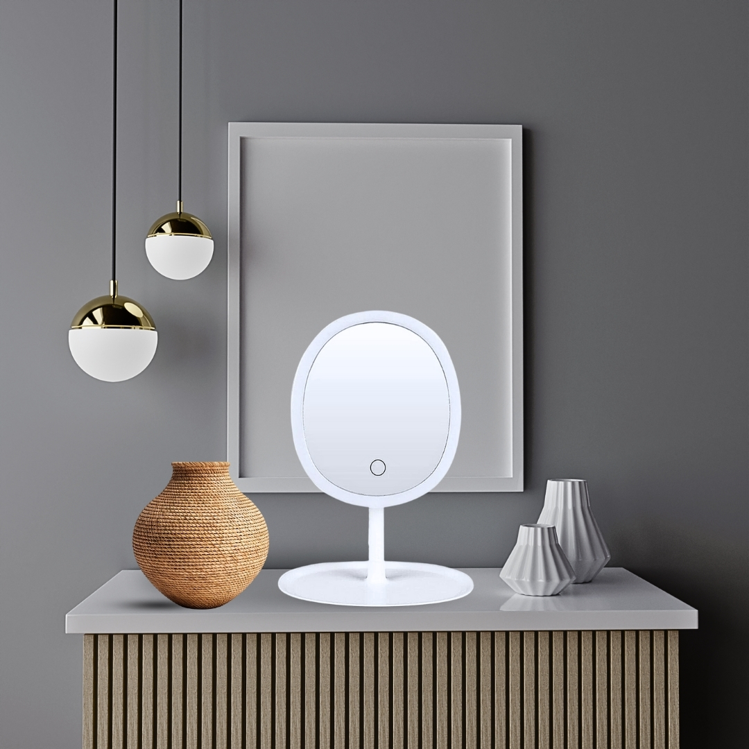 Soga 26Cm White Oval Smart Led Makeup Bedroom Table Vanity Mirror Tricolor Adjustable Light, Home, Bathroom, Bathroom Accessories, Bathroom Storage, ,  - Nz Depot 5